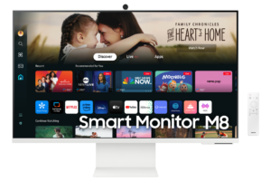Samsung 32-M80D Smart Monitor, 32 Inch 4K AI Upscaling, UHD, 60 Hz, 360 Audio Mode, Includes Webcam, Screen with Speakers and Height Adjustment, Smart TV Apps with Remote Contro ( LS32DM801UUXEN )