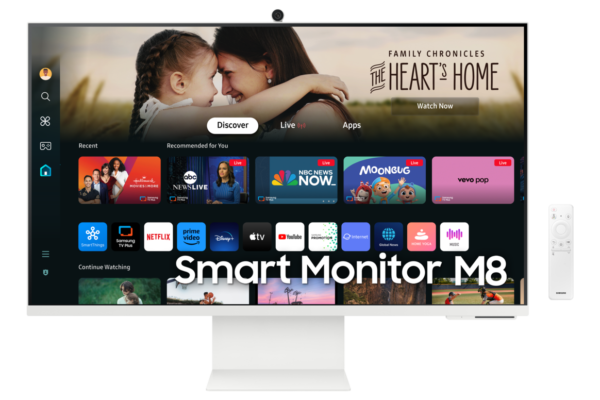 Samsung 32-M80D Smart Monitor, 32 Inch 4K AI Upscaling, UHD, 60 Hz, 360 Audio Mode, Includes Webcam, Screen with Speakers and Height Adjustment, Smart TV Apps with Remote Contro ( LS32DM801UUXEN )